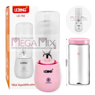 Mini Liquidificador Squeezer Portátil Rec. c/Copo de Vidro LE-782 - Lelong