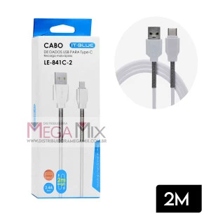 Cabo de Dados USB + Tipo C 2M 3.1AA LE-841C-2 - It-Blue