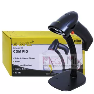 Leitor de Código Barras com Fio + Suporte LM-600 - B-max 