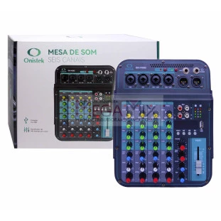 Mesa de Som 6 Canais ON-MX02 - Onistek