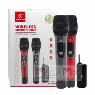 Microfone Duplo Sem Fio UHF KA-M93 - Kapbom