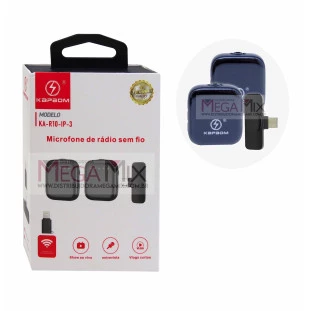 Microfone de Lapela Duplo S/Fio Tipo C e Iphone KA-R10-IP-3 - Kapbom