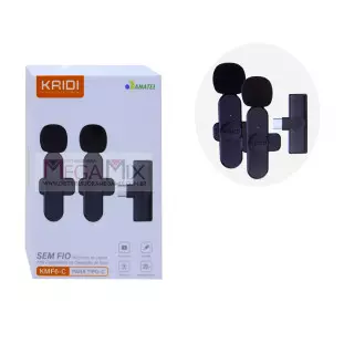 Microfone de Lapela Duplo S/Fio Tipo C KMF6-C - Kaidi