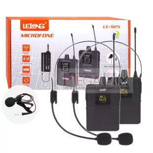 Microfone de Lapela UHF Duplo LE-925 - Lelong