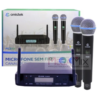 Kit de Microfone Duplo Sem Fio UHF ON-MC810 - Onistek