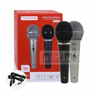 Microfone Duplo com Fio MT-1028 - Tomate