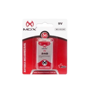 Bateria 9V Recarregável 240 Mah Ni-Mh  MO-9V240  Mox