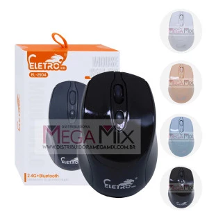 Mouse Sem Fio Recarregável Bluetooth 1600DPI EL-2104 - Eletromex 