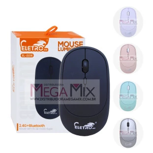 Mouse Sem Fio Recarregável Bluetooth 1600DPI EL-2106 - Eletromex 