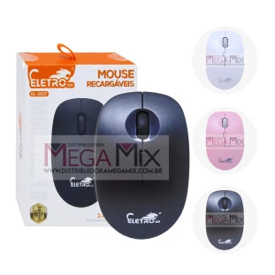 Mouse Sem Fio Recarregável Bluetooth 1600DPI EL-2107 - Eletromex 