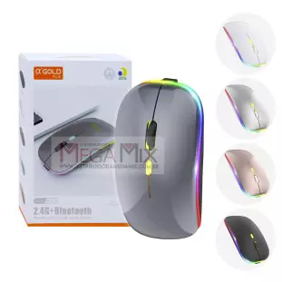 Mouse Sem Fio Recarregável Bluetooth 1600DPI MS-03A - A'Gold