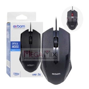 Mouse Óptico com fio USB 1200DPI  MS-71 - Exbom 