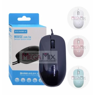 Mouse Óptico com fio USB 1200DPI MS8087 - Ecooda