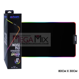 Mouse Pad Gamer com Led 80x30cm (Preto) MP-LED3080 - Exbom