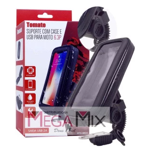 Suporte de Celular para Moto/Bike com USB 6.7'' MTG-016M - Tomate