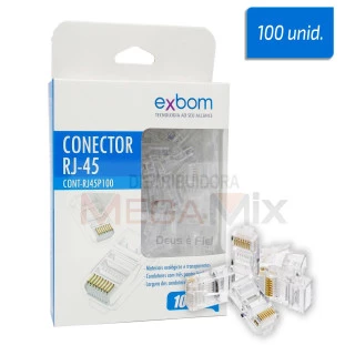 Conector RJ45 C/100un. CONT-RJ45P100 - Exbom