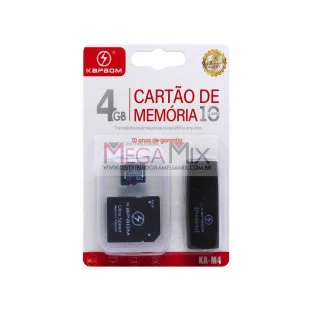 Cartão de Memória 4GB + Leitor USB e Adapt. MMC KA-M4 - Kapbom