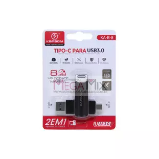 Pendrive 8GB 2 em 1 (USB 3.0 + Tipo C)  KA-R-8 - Kapbom