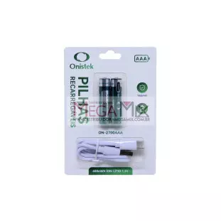 Pilha AAA Recarregável USB-C c/2 400mAh ON-2700AAA - Onistek