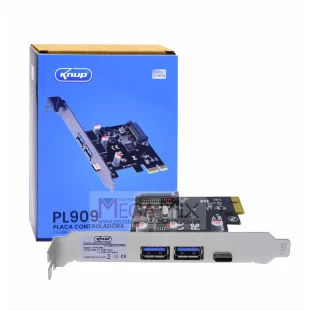 Placa Controladora PCI-e 2x USB 3.0 + Tipo C KP-PL909 - Knup