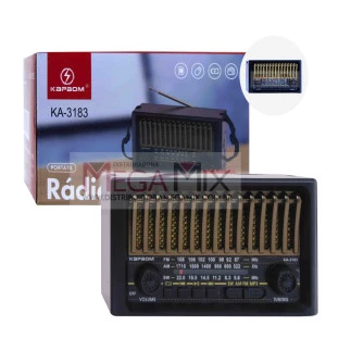 Rádio Portátil Recarregável AM/FM/SW/USB KA-3183 - Kapbom