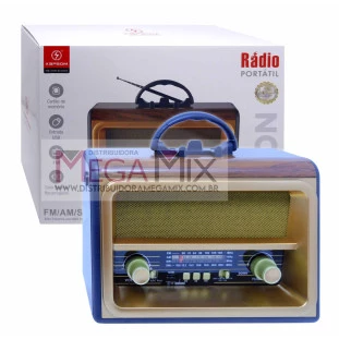  Rádio Recarregável Bluetooth FM/AM/SW/USB/AUX/TF KA-3192 - Kapbom