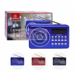 Mini Rádio Portátil Recarregável /FM/USB KA-32 - Kapbom