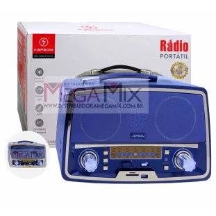  Rádio Portátil com Bluetooth FM/AM/SW/USB/AUX/TF KA-3307- Kapbom