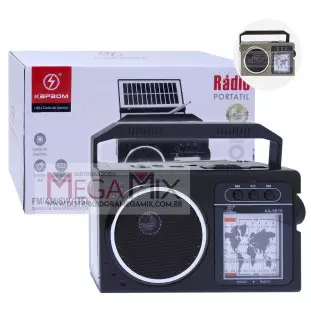 Rádio Portátil Recarregável Bluetooth com Placa Solar AM/FM/SW/USB KA-8818 H - Kapbom