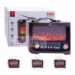  Rádio Recarregável Bluetooth (Lareira) FM/AM/SW/USB/AUX/TF KA-8925 - Kapbom