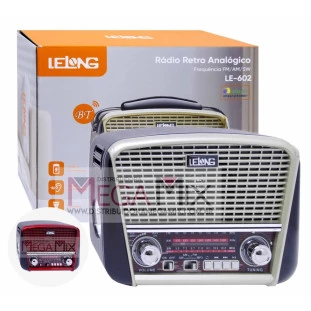 Rádio Retrô Recarregável com Bluetooth AM/FM/USB/SW LE-602 - Lelong 