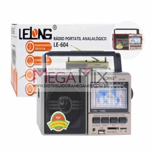Rádio Portátil AM/FM/USB/SD LE-604 - Lelong