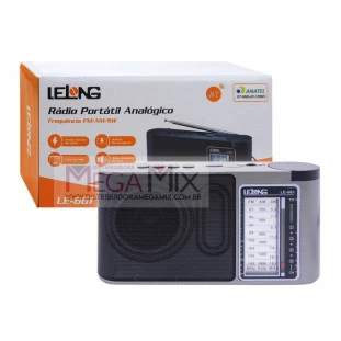 Rádio Portátil Recarregável Bluetooth/AM/FM/SW LE-661 - Lelong