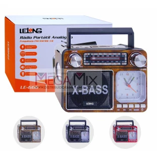 Rádio Portátil Recarregável AM/FM/SD/USB LE-666 - Lelong
