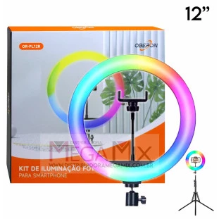 Iluminador Ring Light RGB 12'' com Tripé OR-PL12R - Oberon