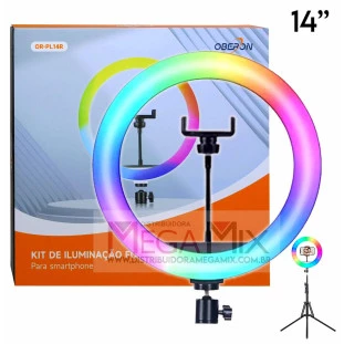 Iluminador Ring Light RGB 14'' com Tripé OR-PL14R - Oberon