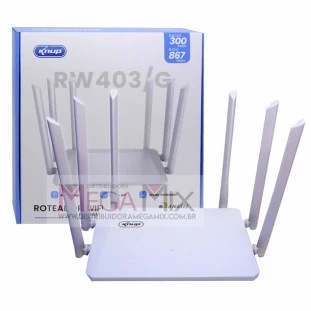 Roteador Wireless Dual Band 5Ghz/2.4Ghz 300Mbps com 6 Antenas KP-RW403/G - Knup