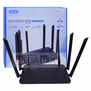Roteador Wireless Dual Band 2.4Ghz/5Ghz com 6 Antenas KP-RW403/G-BK - Knup