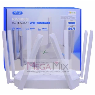 Roteador Wireless Dual Band 2.4Ghz/5Ghz com 8 Antenas KP-RW406G - Knup