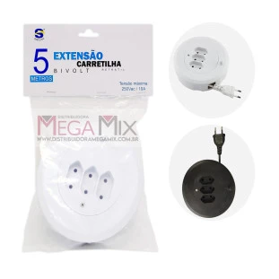 Extensão Carretilha 3 Tomadas Bivolt 10A 5M SL05-5M - Safeline