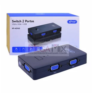 Switch KVM 2 Portas + 4 USB KP-AD160 - Knup