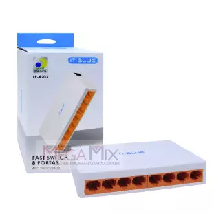 Switch de Rede 8 Portas 10/1000Mbps LE-4203 - It-Blue