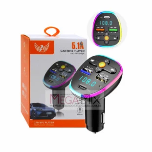 Transmissor FM Bluetooth e Carregador Veicular USB + USB-C AL-2105D - Altomex