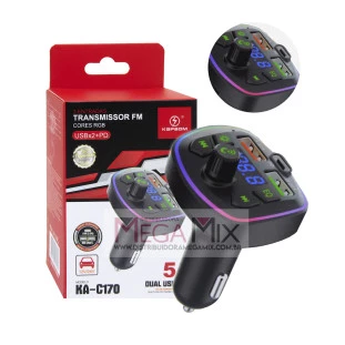 Transmissor FM Bluetooth e Carregador Veicular USB + USB-C KA-C170 - Kapbom