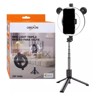 Iluminador Ring Light RGB 6'' com Tripé (Bastão) OR-1686 - Oberon