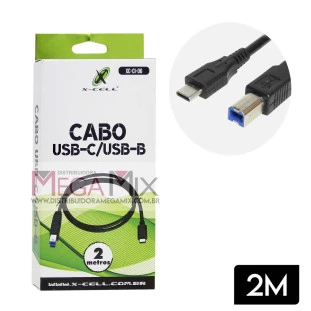 Cabo USB-C + USB-B Impressora 2M XC-CI-06 - X-Cell