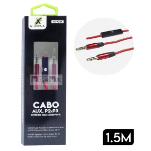 Cabo P2 + P2 c/Microfone XC-P2-M -X-CELL